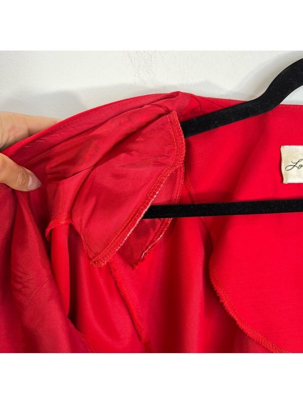 Vintage 80s Canadian made red black embroidered open cropped jacket blazer 14 - Picture 8 of 14